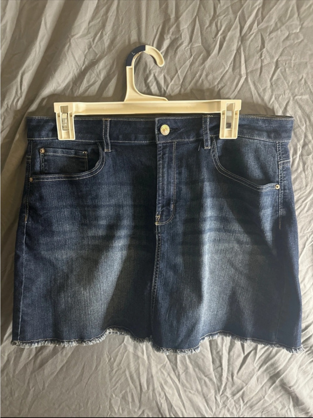 Wallflower Dark Blue Denim Mini Skirt with Raw Edge